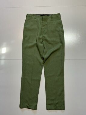 Vintage 70s 80s Levis Sta-Prest Olive Green Cuffed Leisure Trouser Dress Pants